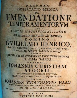 Diss. med. de emendatione temperamentorum