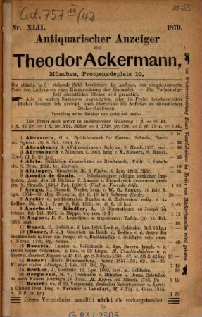 Antiquarischer Anzeiger. 42. 1870