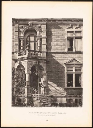 Hau Leopoldstraße, Heidelberg: Ansicht, Detail (aus: Moderne Neubauten, 1.Jg., 1894, hrsg. W. Kick)