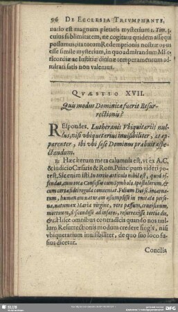 Quaestio XVII. Quis modus Dominicae fuerit Resurrectionis?