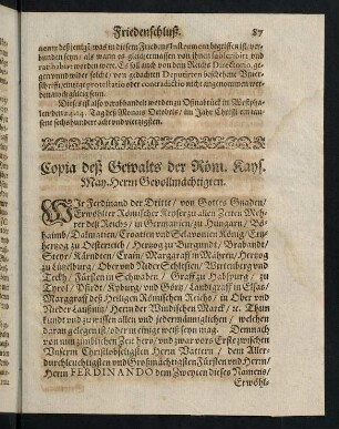 87-90, Copia deß Gewalts der Röm. Kays. May. Herrn Bevollmächtigten