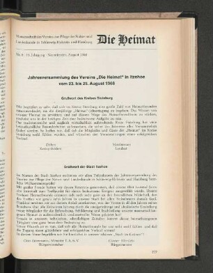 Nr. 8, 75. Jahrgang, Neumünster, August 1968