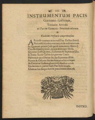 Instrumentum Pacis Germano-Gallicum, Tredecim Articulis ad Pacem Germano-Suecicam relatum ...