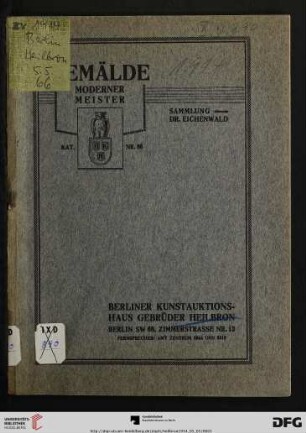Gemälde moderner Meister : Sammlung Dr. Eichenwald ; Versteigerung 5. Mai 1914 (Katalog Nr. 66)