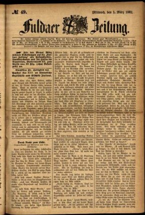 Ausgabe vom Mittwoch, den 01. März 1882.