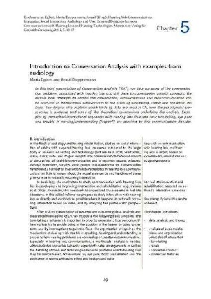 Introduction to conversation analysis with examples from audiology