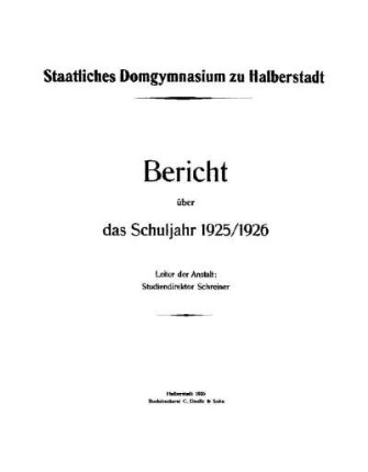 1925/26: Bericht ... - 1925/26