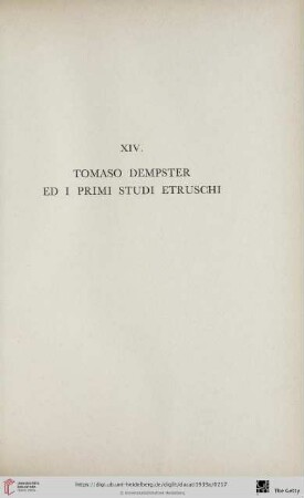 XIV. Tomaso Dempster ed i primi studi etruschi