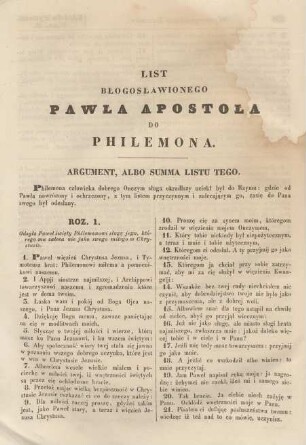 List blogoslawionego Pawla Apostola do Philemona