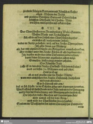 [VIII. Chur-Brandenburg, Wahl-Stimme]