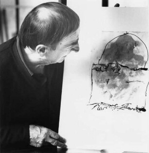 Emil Schumacher (1912-1999; deutscher Maler, Mitbegründer der abstrakten Kunst in Deutschland und Vertreter des Informel; german painter). 11.5.1986