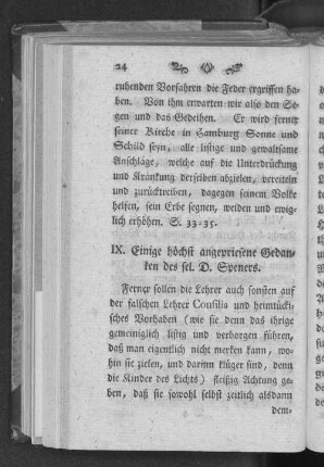 IX. Einige höchst angepriesene Gedanken des sel. D. Speners.