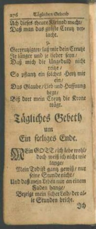 Tägliches Gebeth um Ein seeliges Ende