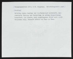 Brief von Gerhart Hauptmann an Rudolf G. Binding