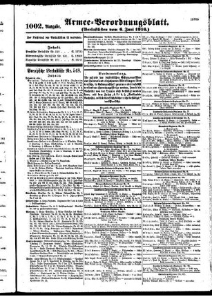 1002.Ausgabe. Dienstag, 6. Juni 1916