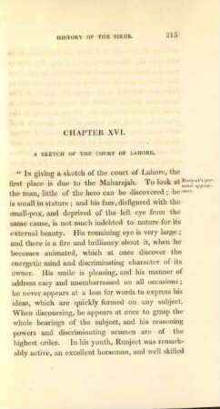 Chapter XVI. A sketch of the court of Lahore
