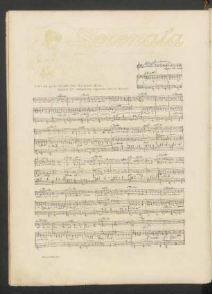 Serenata : Letra del poeta chileno Juan Guillermo Matta. Música del compositor argentino Arturo Berutti. Dibujo de Foradori.