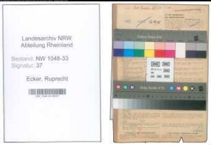 Entnazifizierung Ruprecht Ecker , geb. 06.01.1907 (Lehrer)
