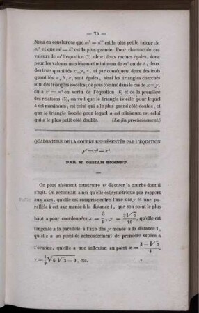 Quadrature de la courbe représentée par l´équation.
