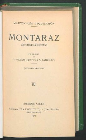 Montaraz : costumbres argentinas