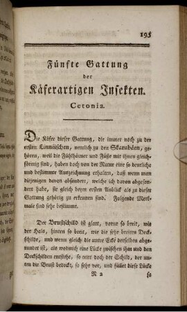 Fünfte Gattung der Käferartigen Insekten. Cetonia.
