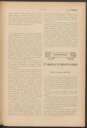Feminidades - El ingenio y la lógica de la mujer