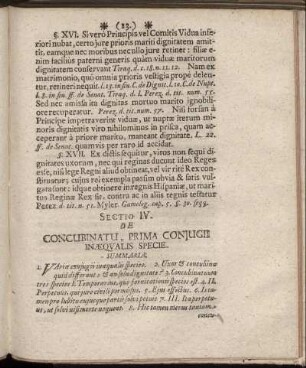 Sectio IV. De Concubinatu, Prima Conjugii Inæqualis Specie.
