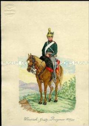 Uniformdarstellung, Chevauleger des Chevauleger-Regiments Nr. 4 zu Pferd, Kaisertum Österreich, 1849/1850.