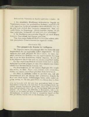 Abschnitt VII. Über geometrische Beweise bei Anfängern.