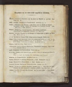 Verzeichniß der im ersten Hefte angeführten Schriften