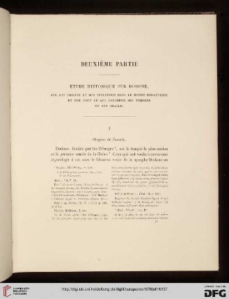 Deuxième Partie: Étude historique sur Dodone