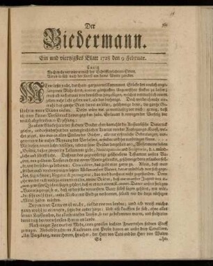 Ein und viertzigstes Blatt 1728 den 9 Februar