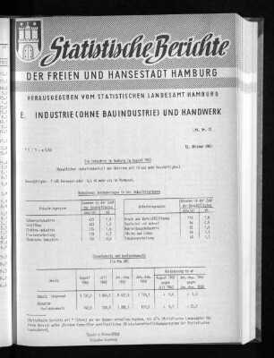 Die Industrie in Hamburg im August 1960 : Lfd. Nr. 20