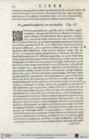 Cap. IV.: De gymnasticae subiecto, & eius laudibus