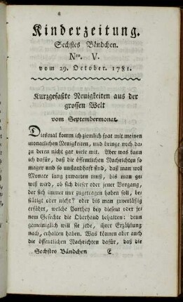 Nro. V. vom 29. October 1781