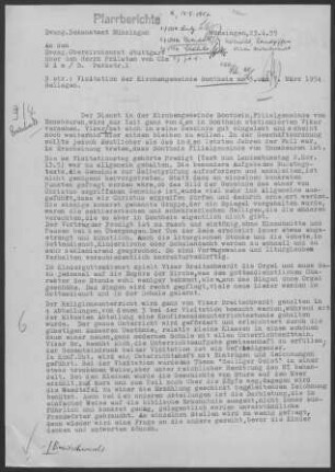 Sontheim (Heroldstatt): Visitationsbericht mit Pfarrbericht 1954