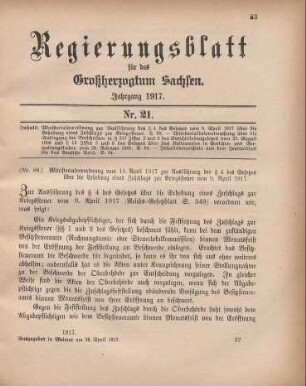 Nr. 88: Ministerialverordnung vom 18. April 1917 zur Ausführung des § 4 des Gesetzes über die Erhebung eines Zuschlags zur Kriegssteuer vom 9. April 1917