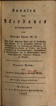 Annalen des Ackerbaues. 4 = Jg. 2. 1806, Stück 7 - 12