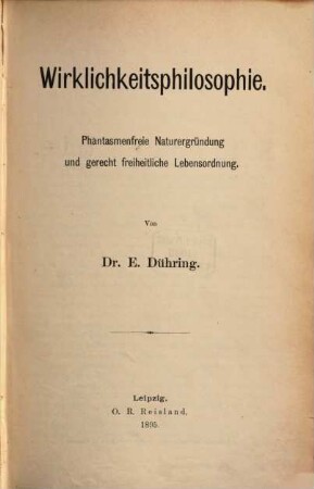 Gesammtcursus der Philosophie, 2. Wirklichkeitsphilosophie