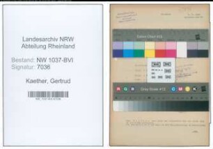 Entnazifizierung Gertrud Kaether , geb. 06.03.1898 (Klavierlehrerin)