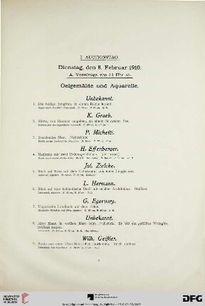 Oelgemälde und Aquarelle (Nr. 1-173)