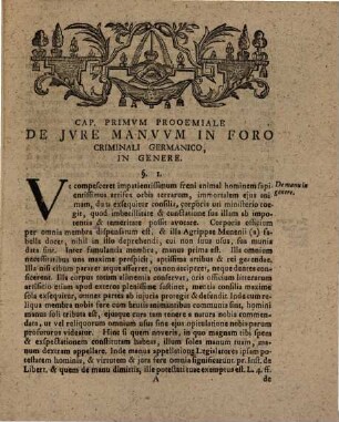 De iure manuum et poenis in iudicio criminali Germanico inprimis amputatione, Vom Rechte der Hand in peinlichen Sachen