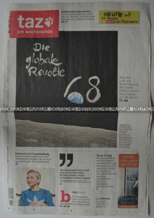 Wochenzeitung "taz. am wochenende" mit Titel zur 50. Jährung der ,68er Bewegung´
