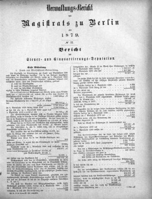 No. III. Bericht der Steuer- und Einquartierungs-Deputation