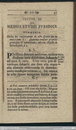 Sectio III. De Mediis Studii Iuridici