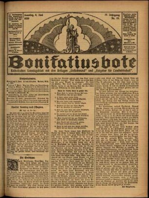Erste Ausgabe vom Sonntag, den 06. Juni 1920.