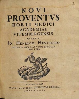 Novi Proventvs Horti Medici Academiae Vitembergensis