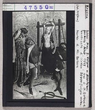 Breslau, Schlesisches Museum für Kunstgewerbe und Altertum: Barbara-Altar aus St. Barbara, Innenseite des linken Doppelflügels, unten: Marter der Heiligen Barbara