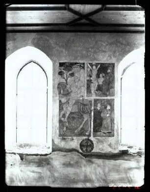 Barbarakapelle; aufgedeckte Wandbilder, August 1951