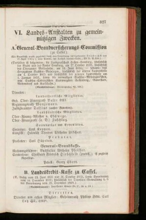 VI. Landes=Anstalten zu gemeinnuetzigen Zwecken.